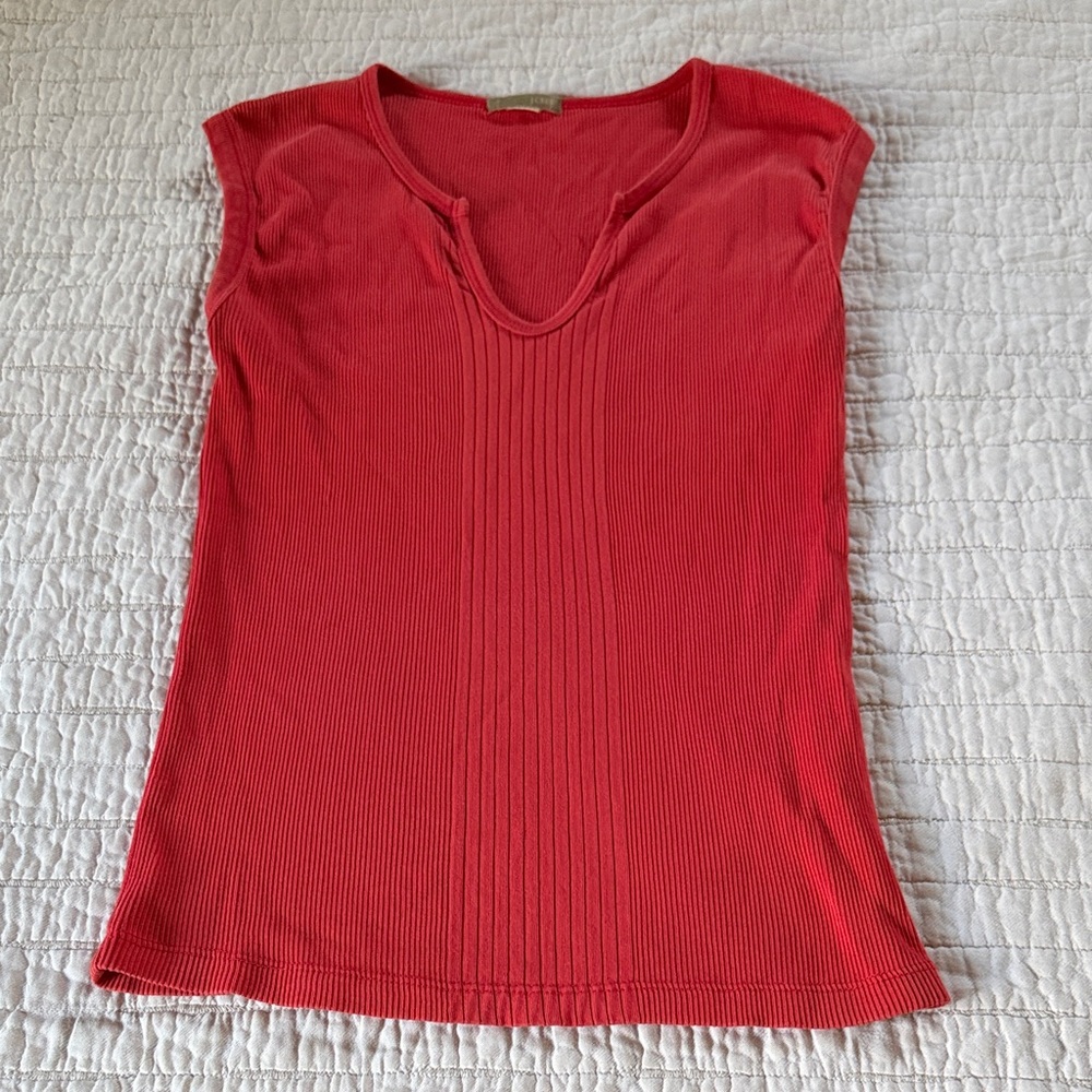 J. Crew Red Ribbed V-Neck Tank